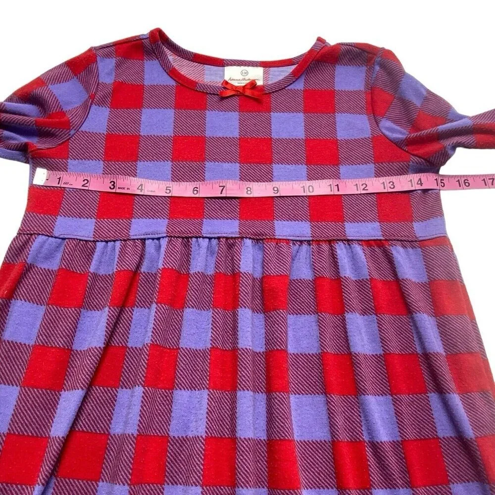 HANNA ANDERSON Girls Flannel Nightgown Size 130/8 Checker Purple Red 92-20‎